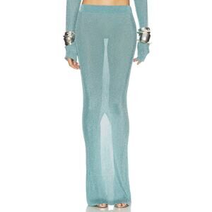 Laquan Smith Knit Column Skirt Maxi Long Sparkle Statement Luxury Evening Sky M